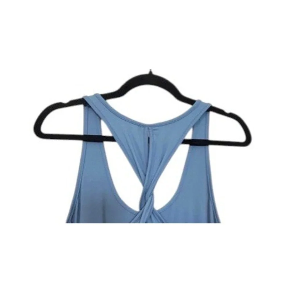 JoyLab Womens L Blue Athletic Wide Leg Jumpsuit Twist Back Stripe Leg Pockets - Picture 13 of 16